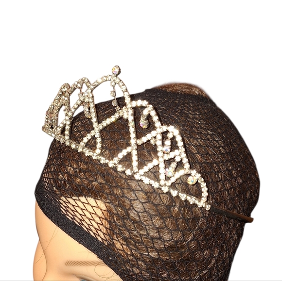 TWO lot Elegant Silver Tiaras with Crystal Accents - DRESS UP Mardi GRAS Royal - Picture 3 of 6